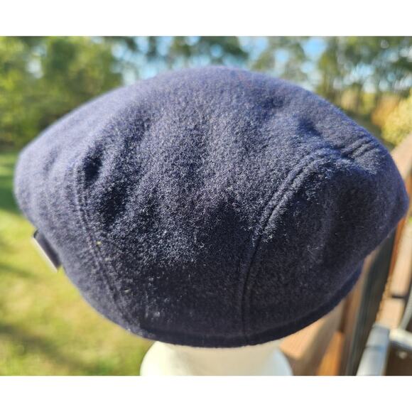 Conte Of Florence Navy Wool Flat Baretta Hat Flat Cap Earflaps Newsboy Classic - Picture 4 of 10